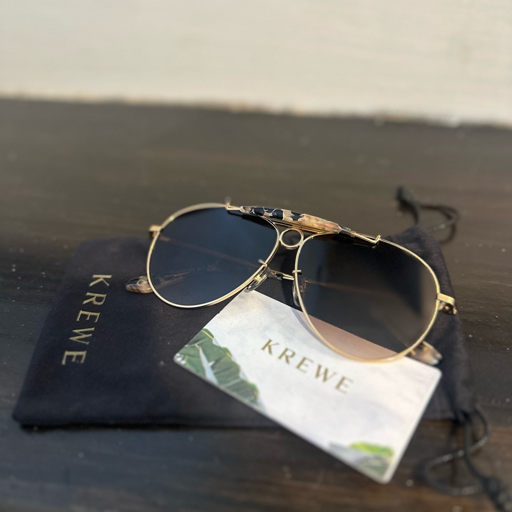 Brand New! KREWE MERRYMEN Gold and Black Aviator Sunglasses!